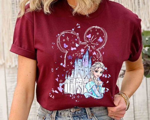 Disney Castle Frozen Elsa Princess Portrait Mickey Ears Shirt