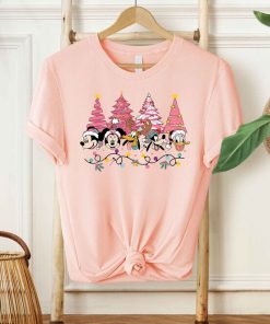 Vintage Mickey And Friends Pink Christmas Tree Shirt