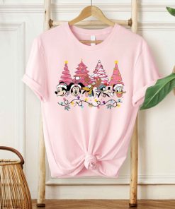 Vintage Mickey And Friends Pink Christmas Tree Shirt