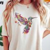 Floral Hummingbird Shirt | Animal Lover Tee | Bird T Shirts