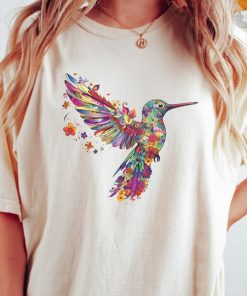 Floral Hummingbird Shirt | Animal Lover Tee | Bird T Shirts