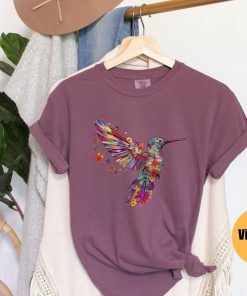 Floral Hummingbird Shirt | Animal Lover Tee | Bird T Shirts