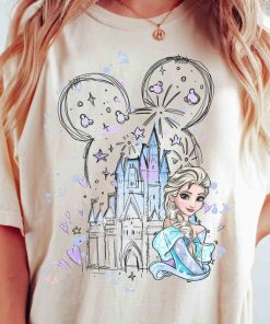 Disney Castle Frozen Elsa Princess Portrait Mickey Ears Shirt