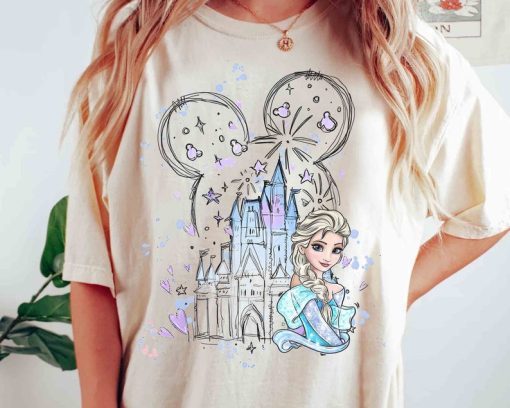 Disney Castle Frozen Elsa Princess Portrait Mickey Ears Shirt