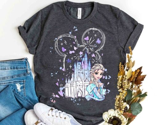 Disney Castle Frozen Elsa Princess Portrait Mickey Ears Shirt