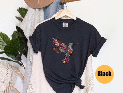 Floral Hummingbird Shirt | Animal Lover Tee | Bird T Shirts