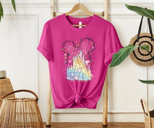 Disney Christmas Lights Castle Shirt, Christmas Shirts