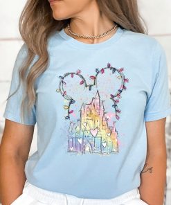 Disney Christmas Lights Castle Shirt, Christmas Shirts