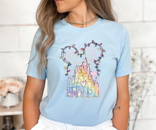 Disney Christmas Lights Castle Shirt, Christmas Shirts