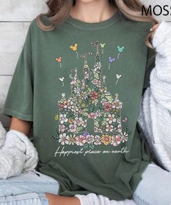 Happiest Place on Earth Shirt, Disney Castle Floral Shirt