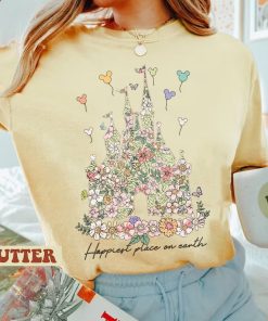 Happiest Place on Earth Shirt, Disney Castle Floral Shirt