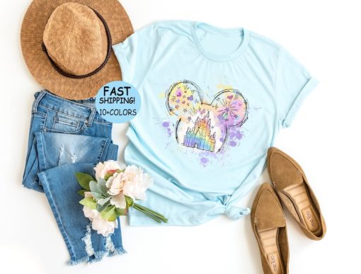 Disney Watercolor Castle Shirt, Disney Mickey Ears Castle Sweatshirt