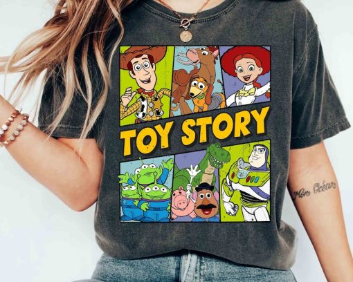 Retro Disney Pixar Toy Story Characters Buzz Woody Aliens T-shirt