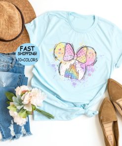 Disney Watercolor Castle Shirt, Disney Minnie Ears Castle Sweatshirt