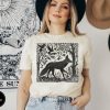 Folklore Forest Fox Lino Print Shirt, Vintage Forestcore TShirt