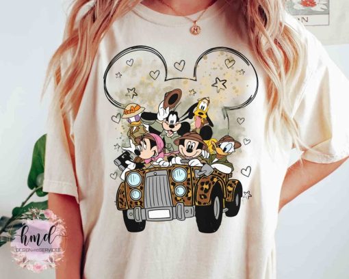 Cute Animal Kingdom Mickey Mouse Safari Mode Watercolor T-shirt