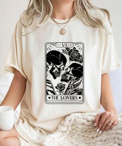 Comfort Colors® The Lovers Tarot Card Shirt, Rose Skeleton Shirt