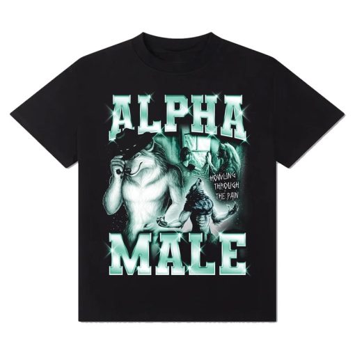 Alpha Male Ironic Shirt With Wolf Graphic