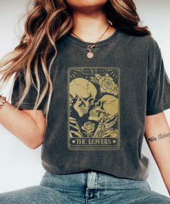 Comfort Colors® The Lovers Tarot Card Shirt, Rose Skeleton Shirt