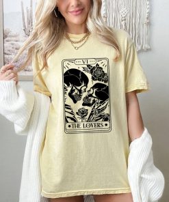 Comfort Colors® The Lovers Tarot Card Shirt, Rose Skeleton Shirt