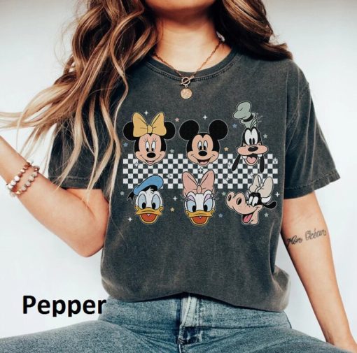 Vintage Mickey Minnie Checkered shirt, Disney Checkered Shirt