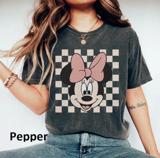 Vintage Minnie Mouse Shirt, Minnie Checkered Shirt