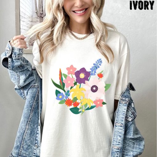 Comfort Colors® Flower Bouquet Shirt, Watercolor Wildflower Shirt