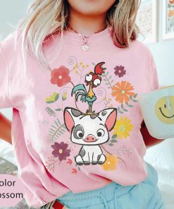 Hei Hei and Pua Floral Comfort Colors Shirt, Moana Princess Shirt