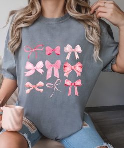 Comfort Colors® Bow T Shirt, Pink Bow Shirt, Cute Ribbon Shirt