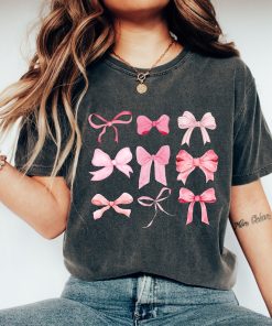 Comfort Colors® Bow T Shirt, Pink Bow Shirt, Cute Ribbon Shirt