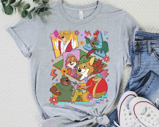 Vintage Robin Hood Characters Group Retro 90s T-shirt