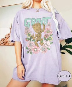 Comfort Color Retro Groot Floral Shirt, Guardians Of The Galaxy Shirt