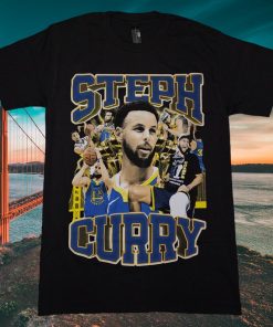 Steph Curry with trophies Bootleg style graphic T-shirt S-XXL