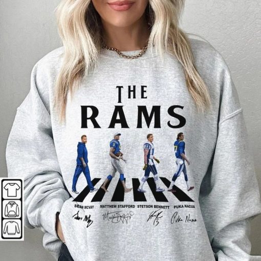 Retro Rams Walking Abbey Road Signatures Football Shirt, Sean McVay