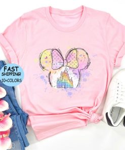 Disney Watercolor Castle Shirt, Disney Minnie Ears Castle Sweatshirt