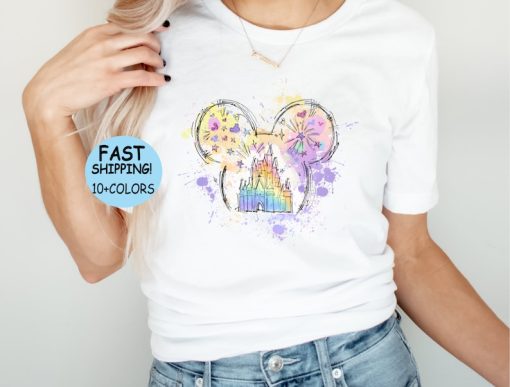 Disney Watercolor Castle Shirt, Disney Mickey Ears Castle Sweatshirt