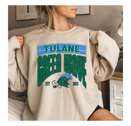 Vintage Tulane Green Wave Sweatshirt, Tulane University Shirt