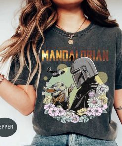 Comfort Color The Mandalorian Floral Shirt, Mandalorian Grogu Shirt