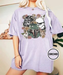 Retro Floral Star Wars Comfort Colors Shirt, Star War Floral Shirt