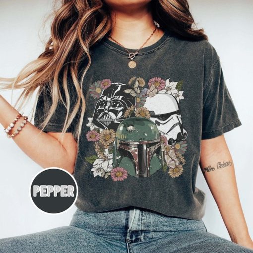 Retro Floral Star Wars Comfort Colors Shirt, Star War Floral Shirt