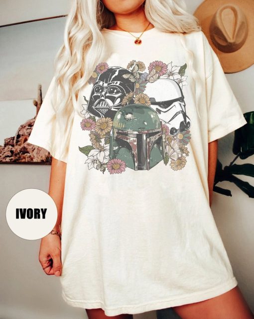 Retro Floral Star Wars Comfort Colors Shirt, Star War Floral Shirt