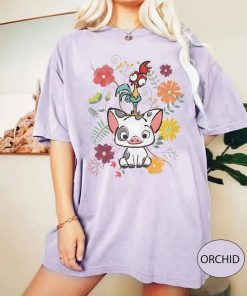 Hei Hei and Pua Floral Comfort Colors Shirt, Moana Princess Shirt