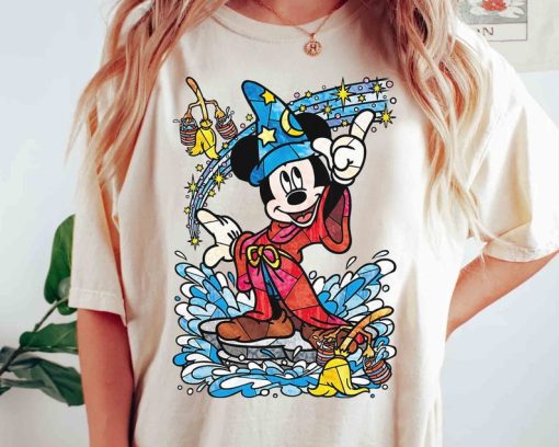 Disney Fantasia Sorcerer Mickey Mouse Magic Wizard Retro Shirt