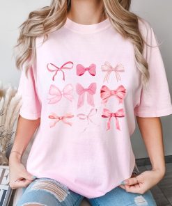 Comfort Colors® Bow T Shirt, Pink Bow Shirt, Cute Ribbon Shirt