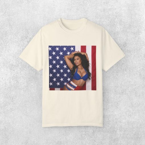 Nicki Minaj With American Flag Iconic Logo Tee | Hip-Hop Shirt