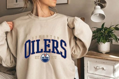 Vintage Edmonton Oilers Sweatshirt, Oilers Tee, Hockey Sweatshirt