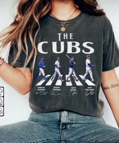 Cubs Walking Abbey Road Signatures Baseball Shirt, Cody Bellinger