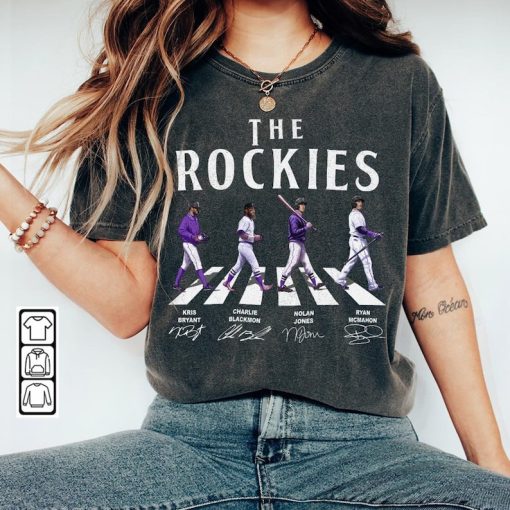 Rockies Walking Abbey Road Signatures Baseball Shirt, Kris Bryant