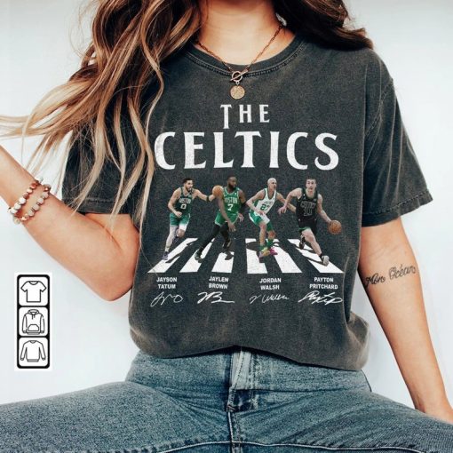 Celtics Walking Abbey Road Signatures Basketball Shirt, Jayson Tatum