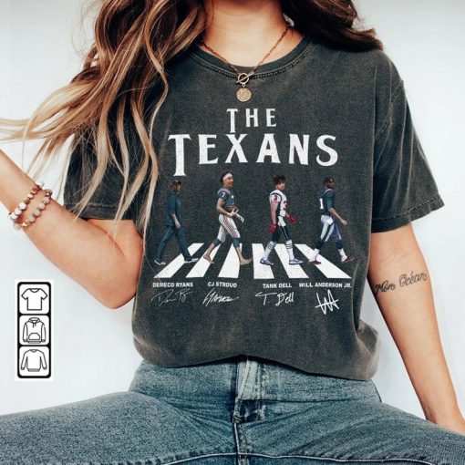 Texans Walking Abbey Road Signatures Football Shirt, DeMeco Ryans